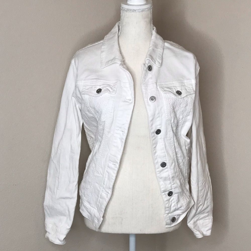 Anthropologie pilco white denim jacket